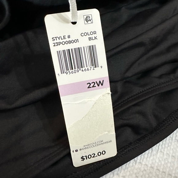 Anne Cole Black One-Piece Swimsuit 22W Women’s Plus Size - Picture 7 of 12